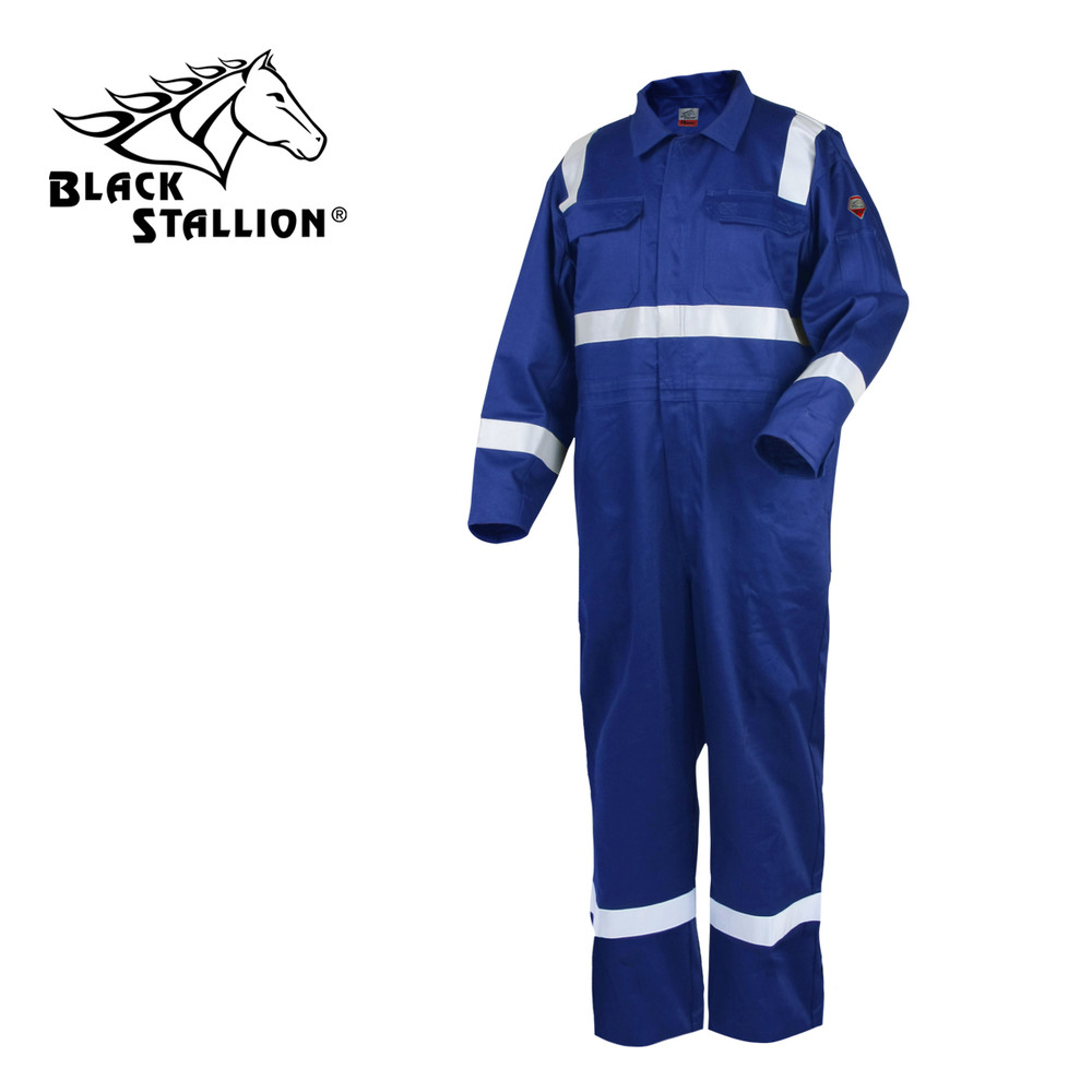 TRUGUARD 300 HI-VIS FLAME-RESISTANT COTTON Coveralls 4XL CF2216-RB-4XL Black Stallion