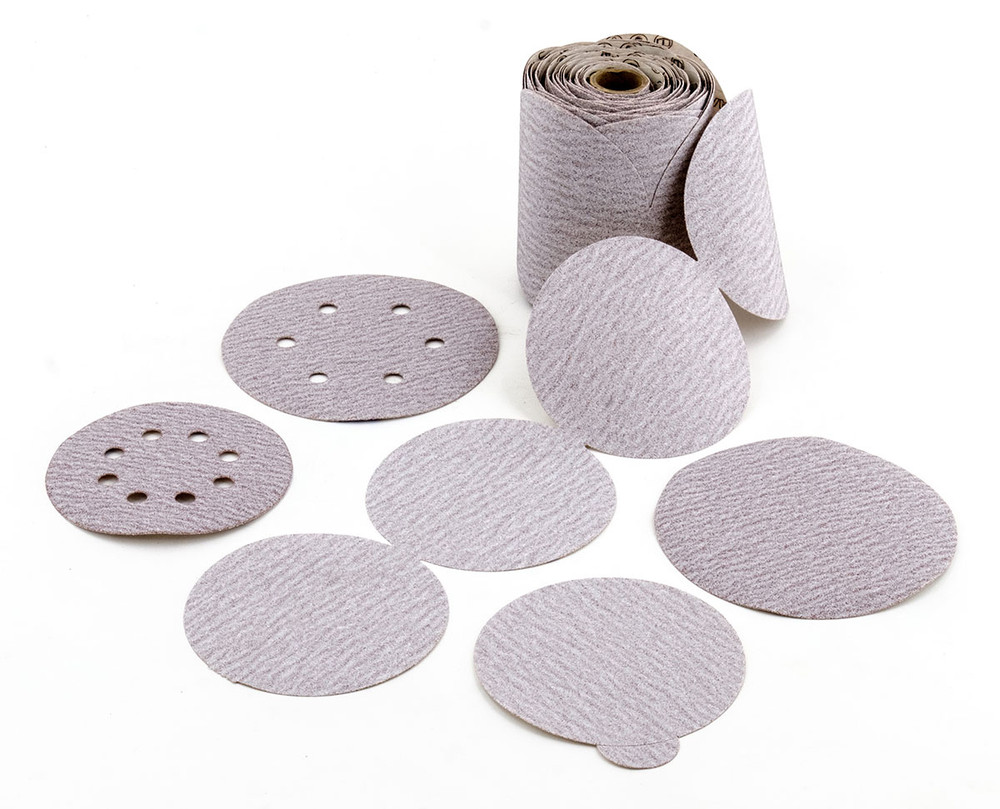 Paper Discs,6A Stearated Aluminum Oxide Economical Paper Disc,  Hook & Loop (5 holes) 35432