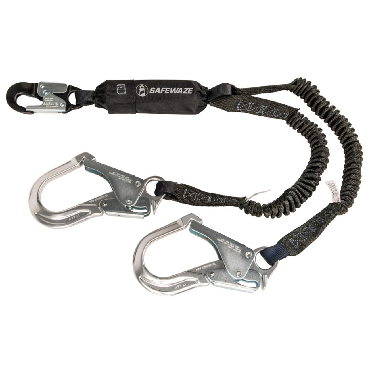 Safewaze 88761-FF-RB-AL Pro 6' Stretch Energy Absorbing Lanyard: 12' FF Dual