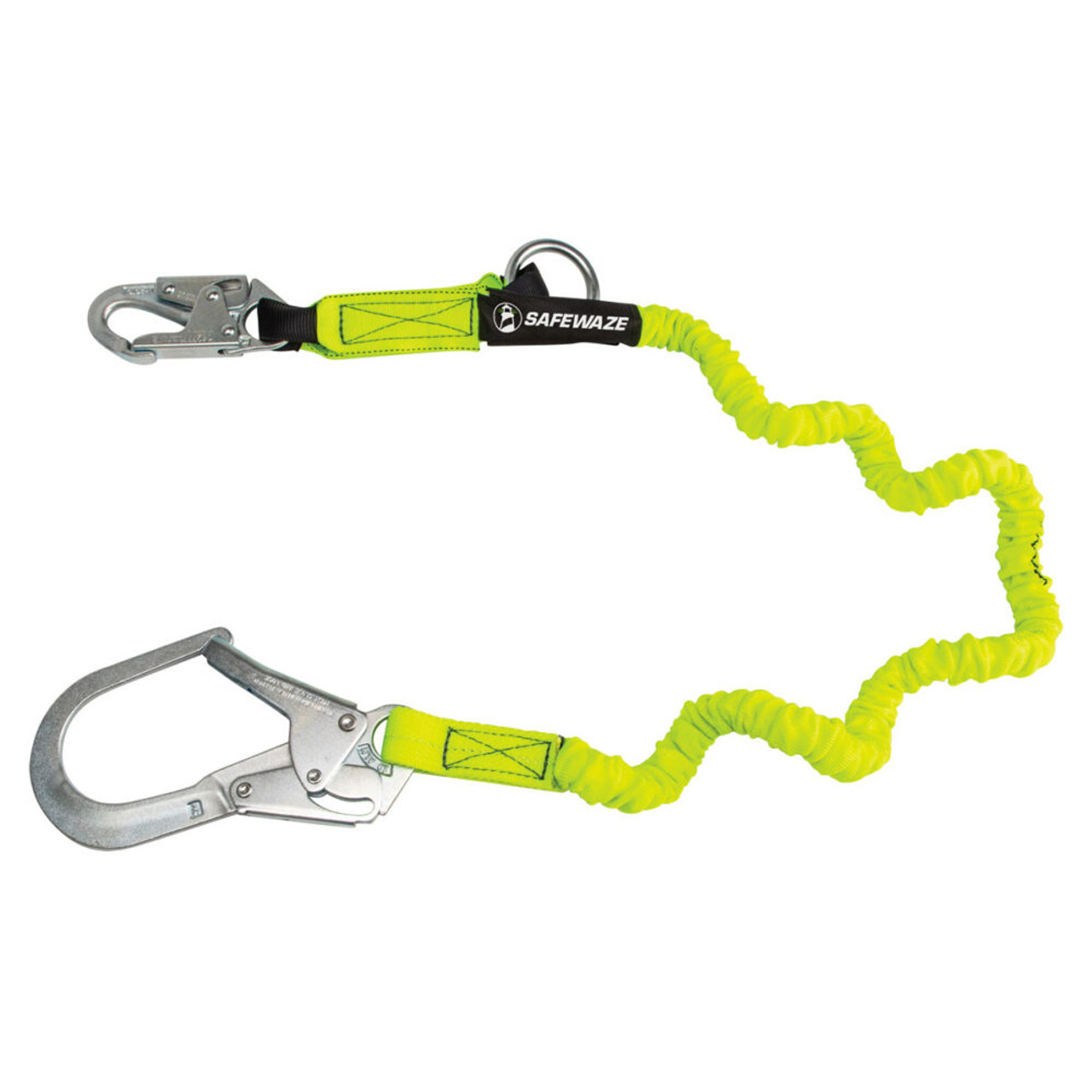 PRO 6' Stretch Energy Absorbing Lanyard: Rebar Hooks, Rescue Rings