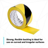 3M Safety Stripe Warning Tape 766, Black/Yellow, 2 in x 36 yd, 5 mil, 24 Roll/Case, Individually Wrapped Conveniently Packaged 43181