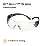 3M SecureFit 100 Series SF101AS-BLK, Black Temples, Clear Anti-Scratch Lens, 100 ea/Case 42899