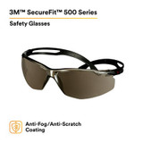 3M SecureFit 500 Series SF509AF-BLK, Black, Silver Mirror Anti-Fog/Anti-Scratch Lens, 20 ea/Case 43070