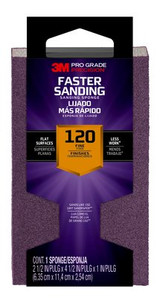 3M Pro Grade Precision Faster Sanding Sanding Block Sponge,24001PGP-F-B, 2.5 in x 4.5 in x 1 in, 120 grit, Fine, 12/cs 39553