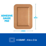 Nexcare Duo Adhesive Gauze Pads DSA34-4, 3 in x 4 in (76 mm x 101 mm), 4/pk 22540