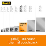 Scotch Thermal Laminating Pouches TP3854-100EF, 8.9 in x 11.4 in (228 mm x 291 mm)