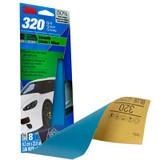 3M Blue Sandpaper 31578-8, 3 2/3 in X 9 in, 320 G, 8 Sheet/Pack, 20 Pack/Case