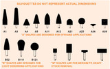 Mounted Points,A36Q Resin Bonded Mounted Points,  "W" Shapes: For Medium to Heavy Stock Removal 27408