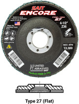 Regular Density Discs - Fiberglass Backing,Encore  Type 27 Regular Density Flap Disc,  5/8-11 Hub 71215