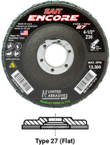 Regular Density Discs - Fiberglass Backing,Encore  Type 27 Regular Density Flap Disc,  7/8 Arbor - No Hub 71231