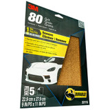 3M Sandpaper, 32115, 80 Grit, 9 in x 11 in, 5 per pack, 20 packs/case 32115 Industrial 3M Products & Supplies | Brown