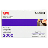 3M Wetordry Abrasive Sheet, 02624, 2000, heavy duty, 5 1/2 in x 9 in,
50 sheets per carton, 5 cartons per case