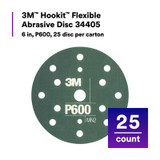3M Hookit Flexible Abrasive Disc 270J, 34405, 6 in, Dust Free, P600.25 disc per carton, 5 cartons/case 34405 Industrial 3M Products & Supplies | Gray
