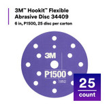 3M Hookit Flexible Abrasive Disc 270J, 34409, 6 in, Dust Free, P1500.25 disc per carton, 5 cartons/case 34409 Industrial 3M Products & Supplies |