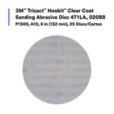 3M Trizact Hookit Clear Coat Sanding Abrasive Disc 471LA, 02088, P1500, A10, 150 mm, 25 Discs/Carton, 4 Cartons/Case 90733