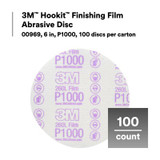 3M Hookit Finishing Film Abrasive Disc 260L, 00969, 6 in, P1000, 100discs/carton, 4 cartons/case 969 Industrial 3M Products & Supplies | White
