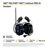 3M PELTOR WS LiteCom PRO III Headset - Hard Hat Attached -MT73H7P3E4D10-NA 6714