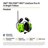 3M PELTOR WS LiteCom Pro III Headset MT73H7P3E4D10NA GB, BrightYellow, Hard Hat Attached, 5 ea/Case 6806