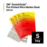 3M ScotchCode Pre-Printed Wire Marker Book SPB-09, black print on a
white background highlights the characters, 5/Bag