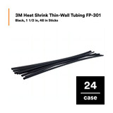 3M Heat Shrink Thin-Wall Tubing FP-301-1 1/2-48"-Black-24 Pcs, 48 inLength sticks, 24 pieces/case 59845