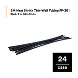 3M Heat Shrink Thin-Wall Tubing FP-301-2-48"-Black-24 Pcs, 48 in Lengthsticks, 24 pieces/case 59847
