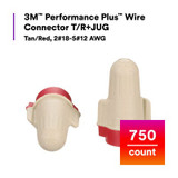 3M Performance Plus Wire Connector T/R+JUG, 750 per Jug, smooth, comfortable feel, 6000/case 54455 Industrial 3M Products & Supplies | Red/Tan