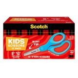 Scotch 5" Soft Touch Blunt Kid Scissors 1442B-12, 12 Count Pack, Blue 35815