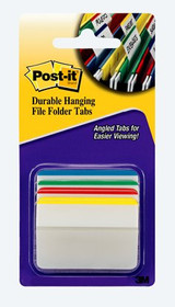 Post-it Durable Tabs 686A-1, 2 in. x 1.5 in. (50.8 mm x 38 mm) Beige,Green, Red, Canary Yellow 24 pk/cs 50671