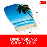 3M Gel Mousepad Wristrest MW308BH, Compact Size, Clear Gel BeachDesign, 6.8 in x 8.6 in x 0.75 in 80707