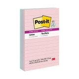Post-it Super Sticky Recycled Notes 660-3SSNRP, 4 in x 6 in (101 mm x152 mm) Bali Collection, Lined 5 Pads/Pack 97352