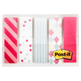 Post-it Pattern Flags, Carnival Pattern Collection, 0.47 in. x 1.7 in.100/On-the-Go Dispenser, 1 Dispenser/Pack 98095