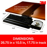 3M Knob Adjust Keyboard Tray with Adjustable Keyboard and MousePlatform, 17.75 in Track, AKT80LE 50710