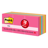 Post-it Notes 653-18AU, 1 3/8 in x 1 7/8 in (34,9 mm x 47,6 mm) CapeTown Colors, 18 Pads/Pack, 100 Sheets/Pad 92611