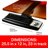 3M Easy Adjust Keyboard Tray with Standard Keyboard and Mouse Platform,23 in Track, AKT90LE 47287