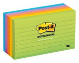 Post-it Notes, 635-5AU, 3 in x 5 in (76 mm x 127 mm), Jaipur Colors,Lined, 5 Pads/Pack, 100 Sheets/Pad 72969