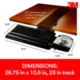 3M Easy Adjust Keyboard Tray with Adjustable Keyboard and MousePlatform, 23 in Track, AKT150LE 50706