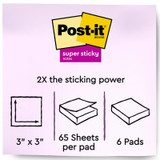Post-it Super Sticky Notes 654-6SSAU, 3 in x 3 in (76 mm x 76 mm) 6pads, 65 sheets/pad. Rio de Janeiro Collection 98044