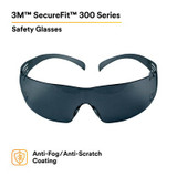 3M SecureFit Safety Glasses SF302AF, Gray Lens, 20 EA/Case 27436
