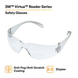 3M Virtua Reader Protective Eyewear 11515-00000-20 Clear Anti-FogLens, Clear Temple, +2.5 Diopter 20 EA/Case 62121