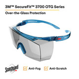 3M SecureFit 3700 Series, SF3707SGAF-BLU, Blue Temple, ScotchgardAnti-Fog Coating, Indoor/Outdoor Gray OTG AF-AS lens, 10 per case 27909