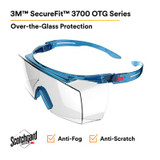 3M SecureFit 3700 Series, SF3701SGAF-BLU, Blue Temple, ScotchgardAnti-Fog Coating, Clear OTG AF-AS lens, 10 per case 27896