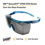 3M SecureFit 3700 Series, SF3702SGAF-BLU, Blue Temple, ScotchgardAnti-Fog Coating, Gray OTG AF-AS lens, 10 per case 27902