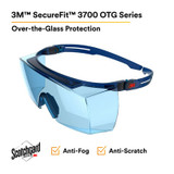 3M SecureFit 3700 Series, SF3704SGAF-BLU, Blue Temples, Scotchgard Anti-Fog Coating, Light Blue OTG AF-AS lens 10 ea/Case 27916