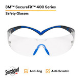 3M SecureFit Safety Glasses SF401SGAF-BLU, Blue/Gray, ClearScotchgard Anti-fog Lens, 20 EA/Case 27728