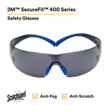 3M SecureFit Safety Glasses SF402SGAF-BLU, Blue/Gray, Gray ScotchgardAnti-fog Lens, 20 EA/Case 27734