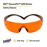 3M SecureFit Safety Glasses SF406SGAF-BLA, Black/Brown, OrangeScotchgard Anti-fog Lens, 20 EA/Case 27737