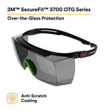 3M SecureFit 3700 Series SF3730AS-BLK, Black Temples, IR 3.0 Gray OTGAnti-Scratch Lens, 10 ea/Case 27915