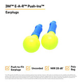 3M E-A-R Push-Ins Earplugs 318-1000, Uncorded, Poly Bag, 400Pair/Case 18000