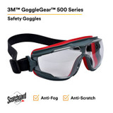 3M GoggleGear 500-Series GG501NSGAF Clear Scotchgard Anti-fog lens,Neoprene Strap, 10 EA/Case 27561