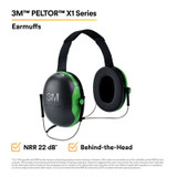 3M PELTOR X1 Earmuffs X1B, Behind-the-Head, 10 EA/Case